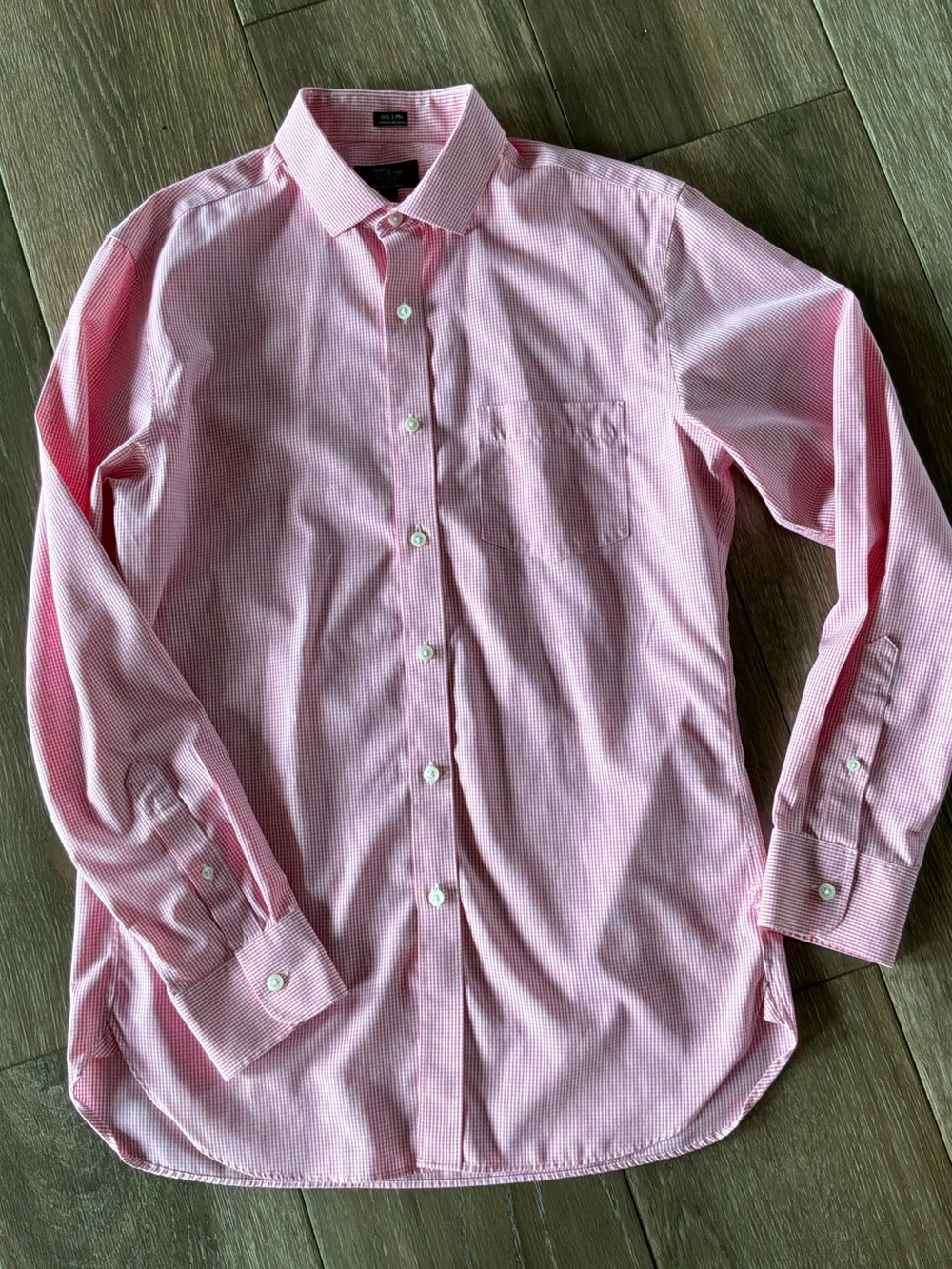 Thompson Shirting for J Crew pink gingham wrinkle free men’s shirt size medium